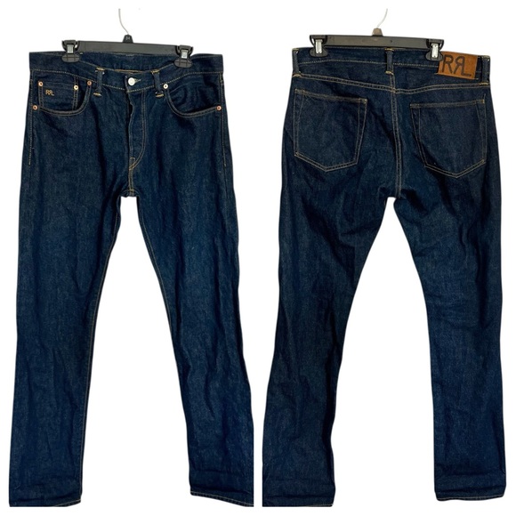 Double RL slim fit Japanese Selvedge denim jean 33x32 dark indigo - Picture 1 of 13